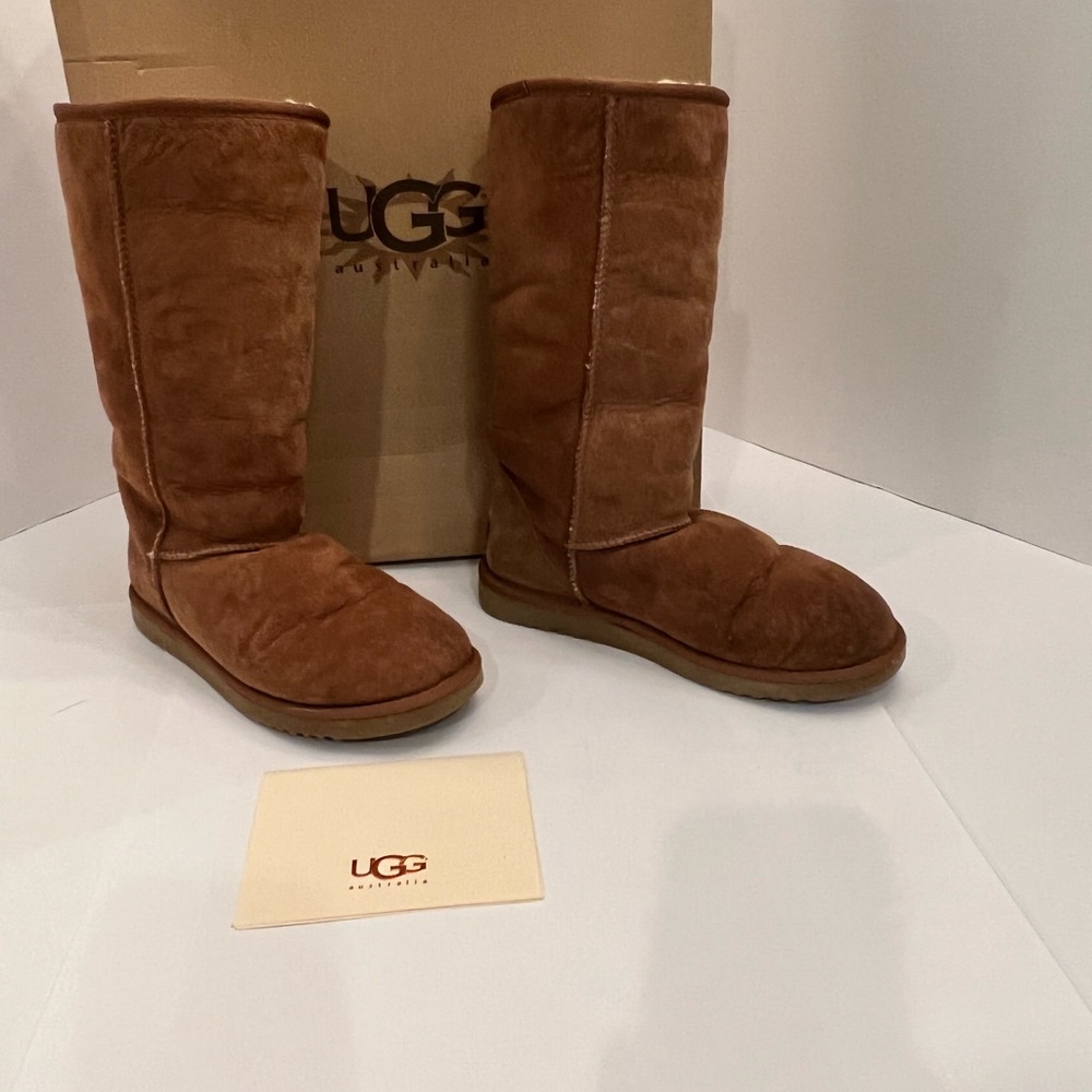 Ugg Chestnut Classic Tall women’s shearling boots, size 8 (style 5815). - Picture 4 of 11